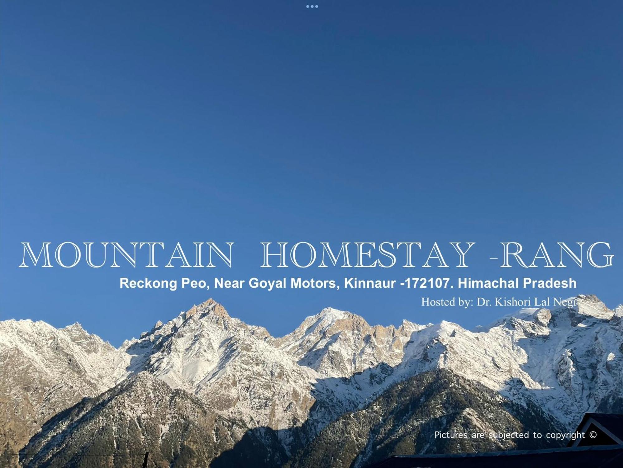Mountain Home Stay -Rang, At Reckong Peo - Kalpa, Near Goyal Motors, Way To Petrol Pump At Itbp Quarters Dış mekan fotoğraf